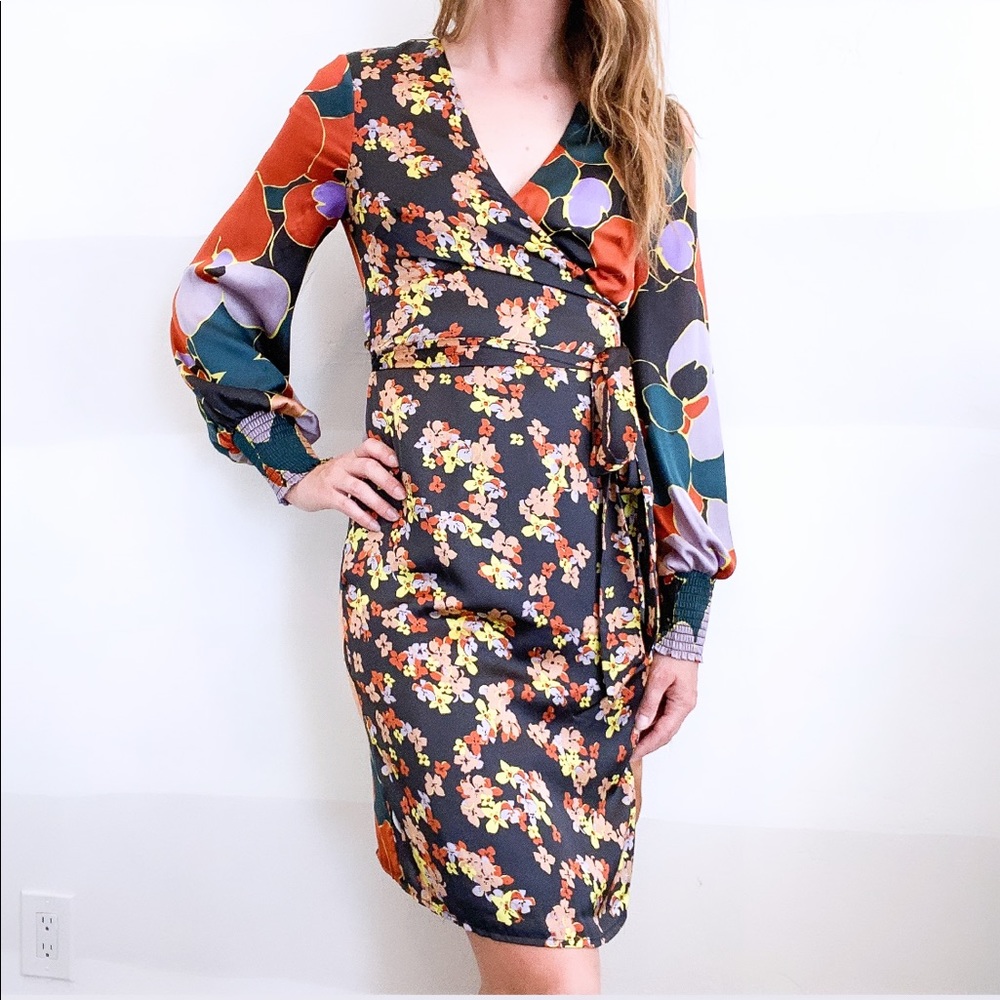 Anthro Atelier Blue Floral Print Latona Wrap Dress